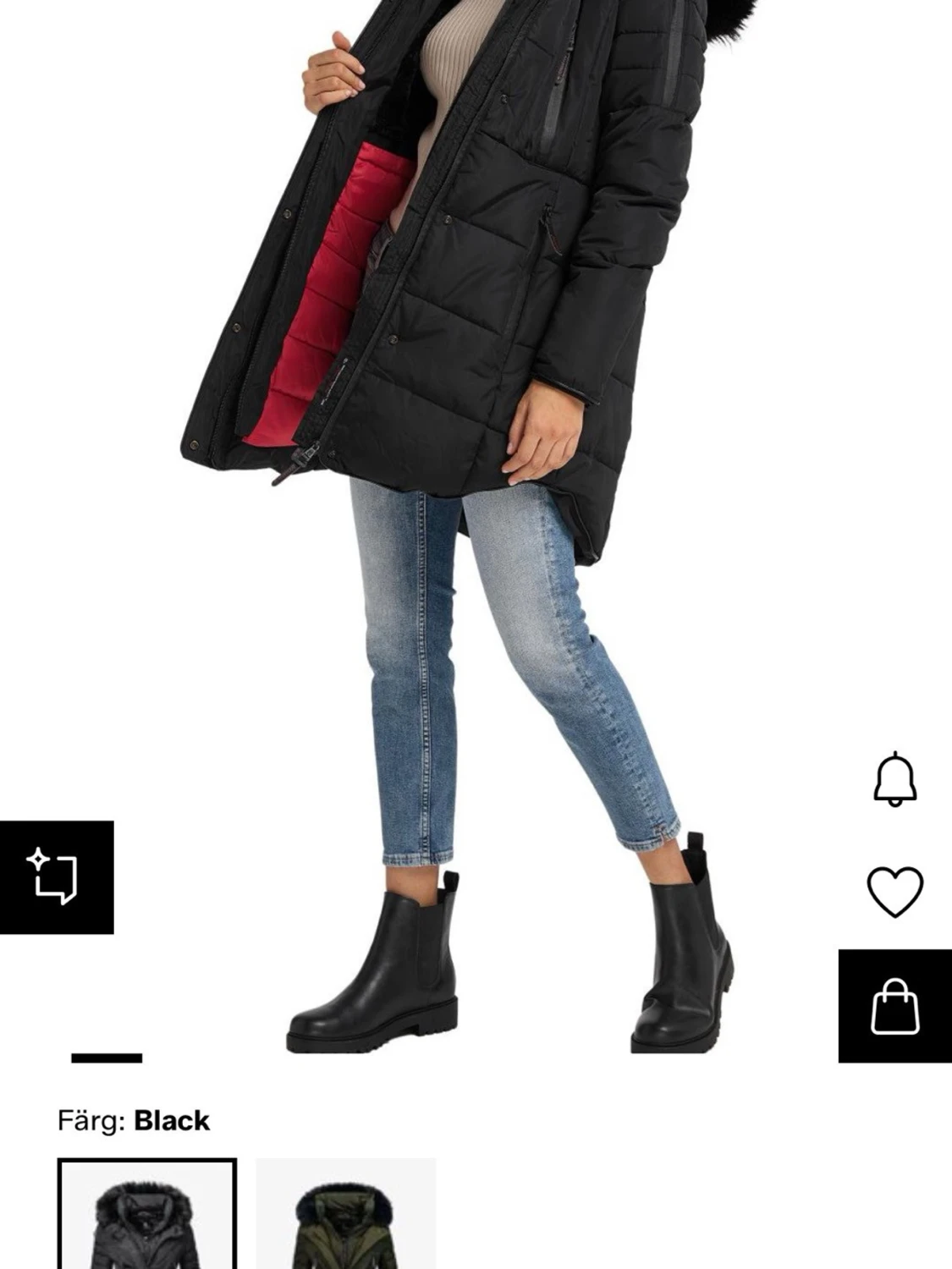 Svart lång pufferjacka från Marikoo