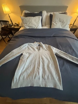 Ljusgrå pikétröja med krage - Säljer en ljusgrå pikétröja från lexington med klassisk krage och liten logga på bröstet. Tröjan har lång ärm och är tillverkad i mjuk bomull, perfekt för dig som gillar stilrena och enkla plagg. Står xxl men skulle mer säga Xl eller L