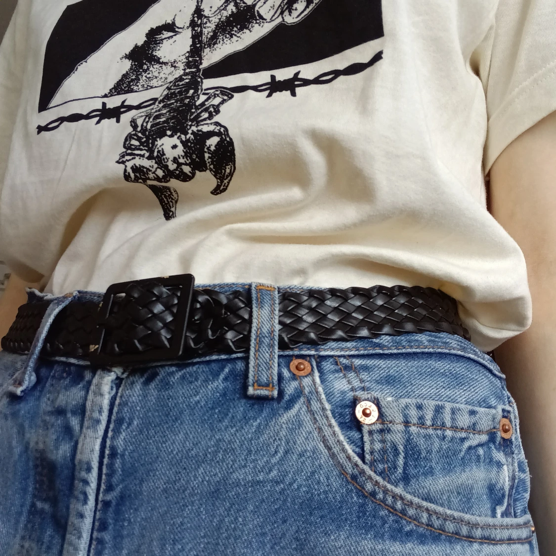 Svart y2k flätat bälte - 93