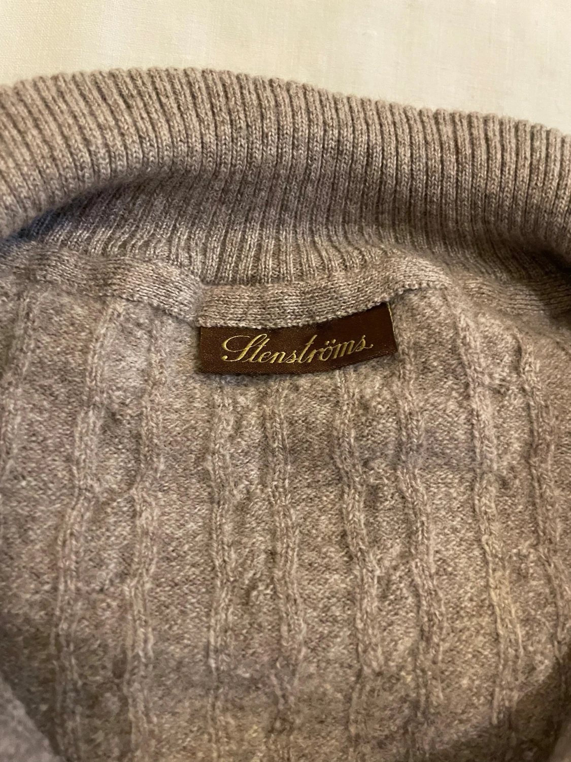 Beige kabelstickad half zip från Stenströms - 3