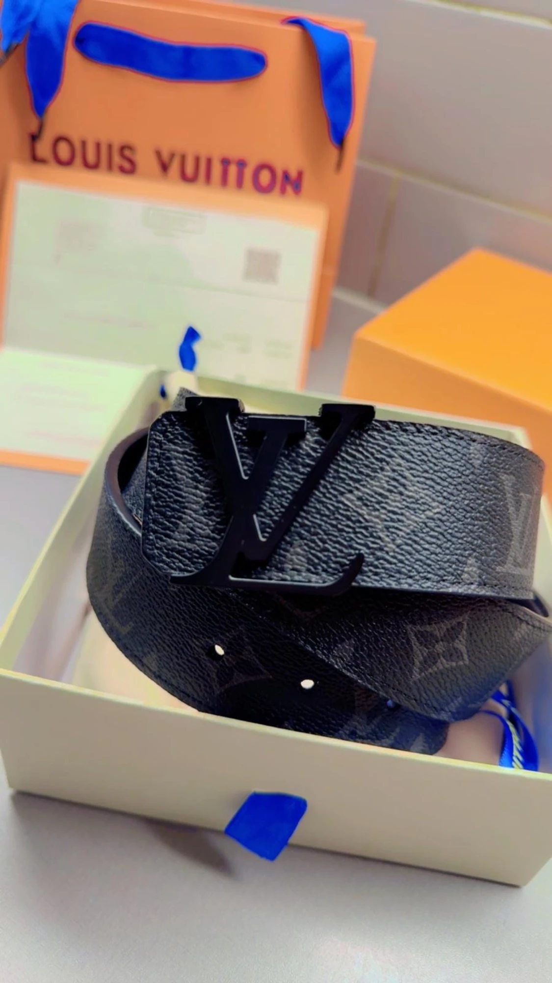 Louis Vuitton svart monogram bälte - 2