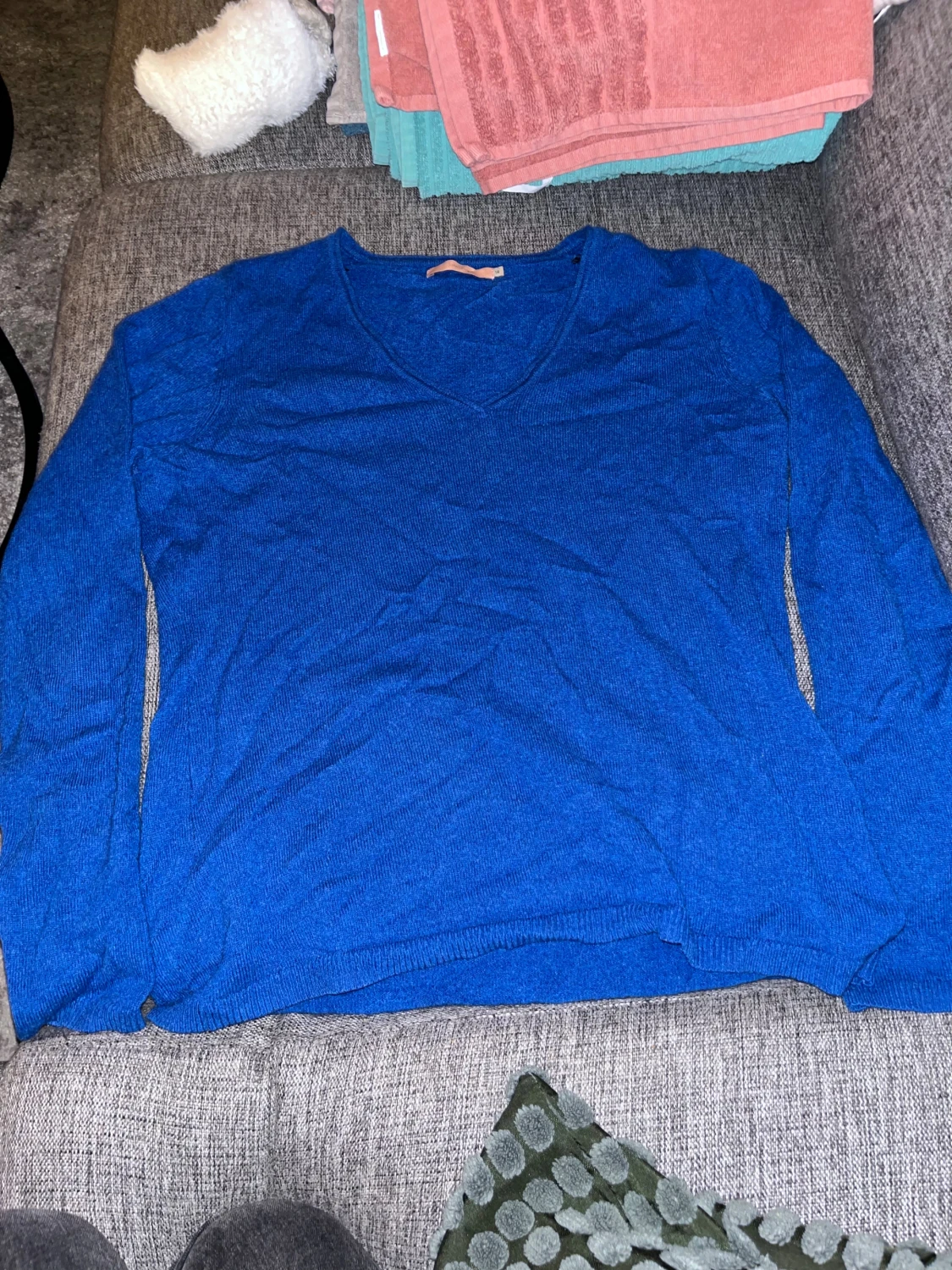 Blå kashmir v-ringad tröja John Lewis - 1