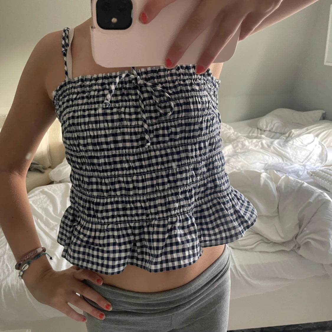 Rutig blåvit linnetopp