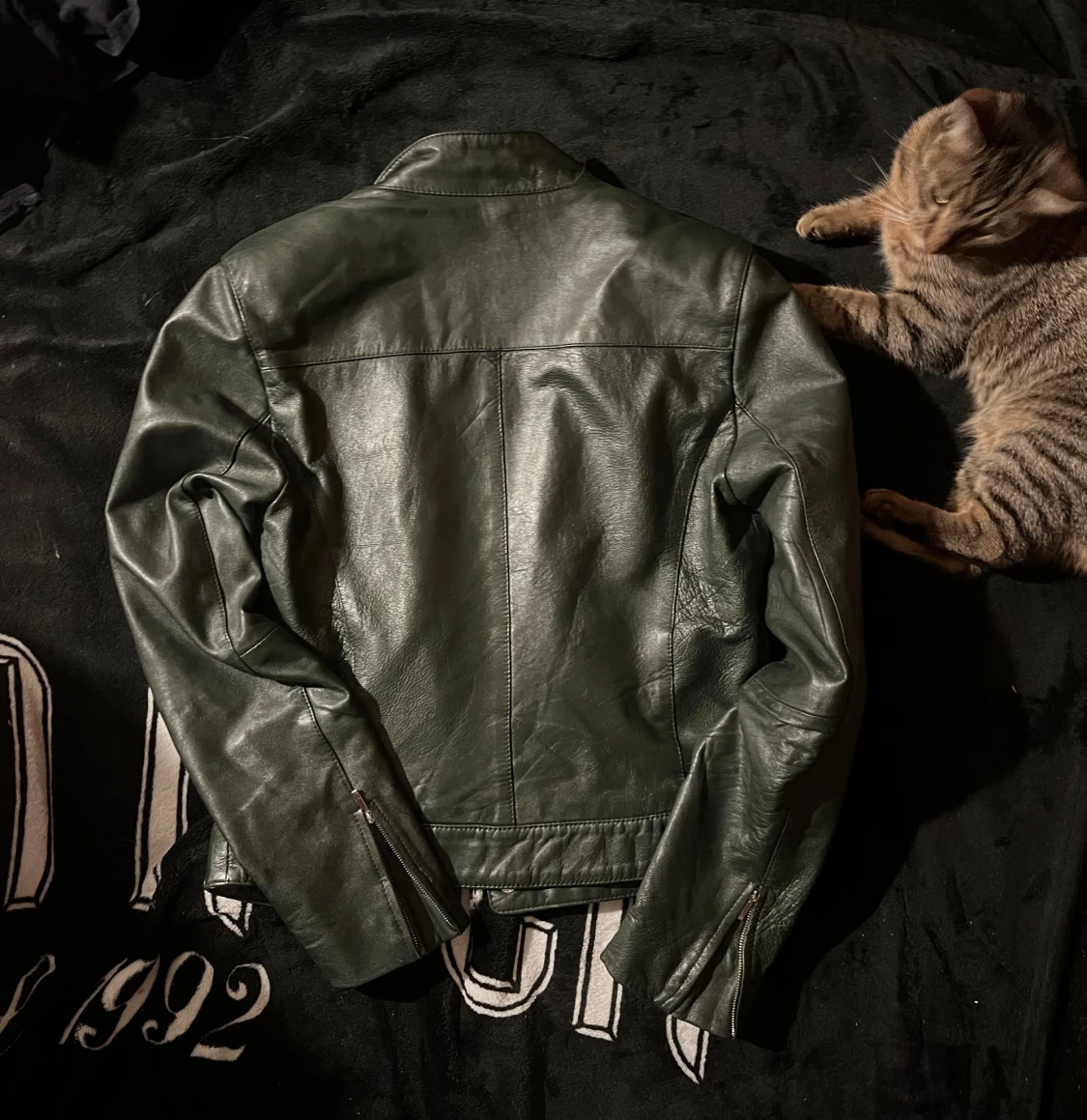 Mörkgrön skinnjacka - 1