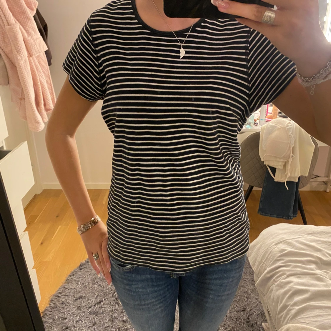 Svartvit randig t-shirt i bomull - 2