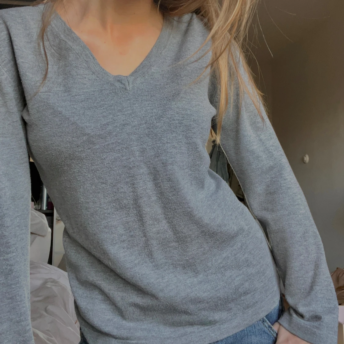 Saint Tropez // grå finstickad tröja // M/S  - 1
