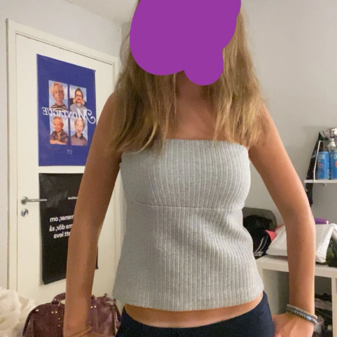 Grå off shoulder topp