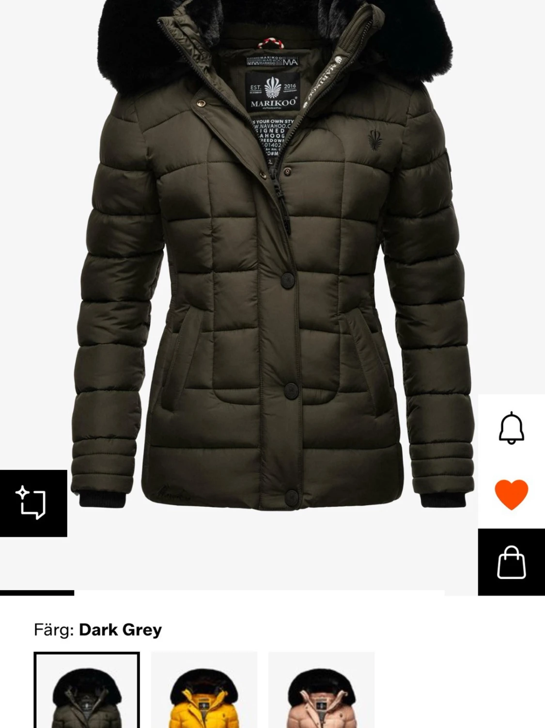 Mörkgrå pufferjacka från Marikoo - 1