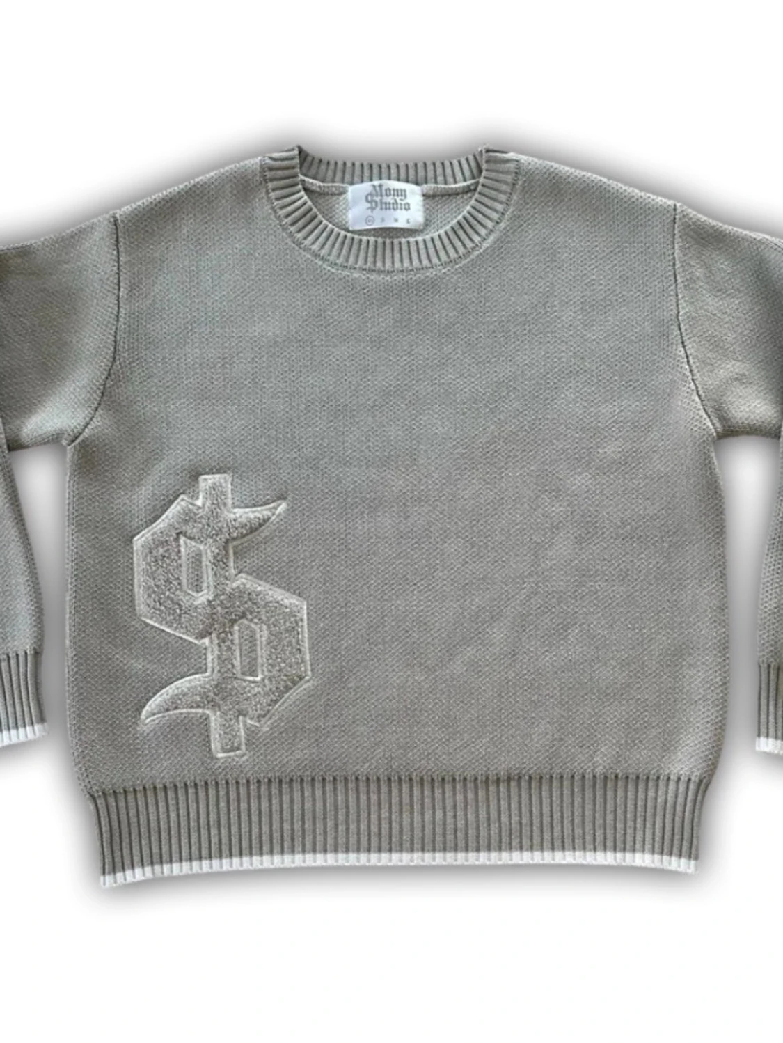 Grå stickad tröja Money Studio