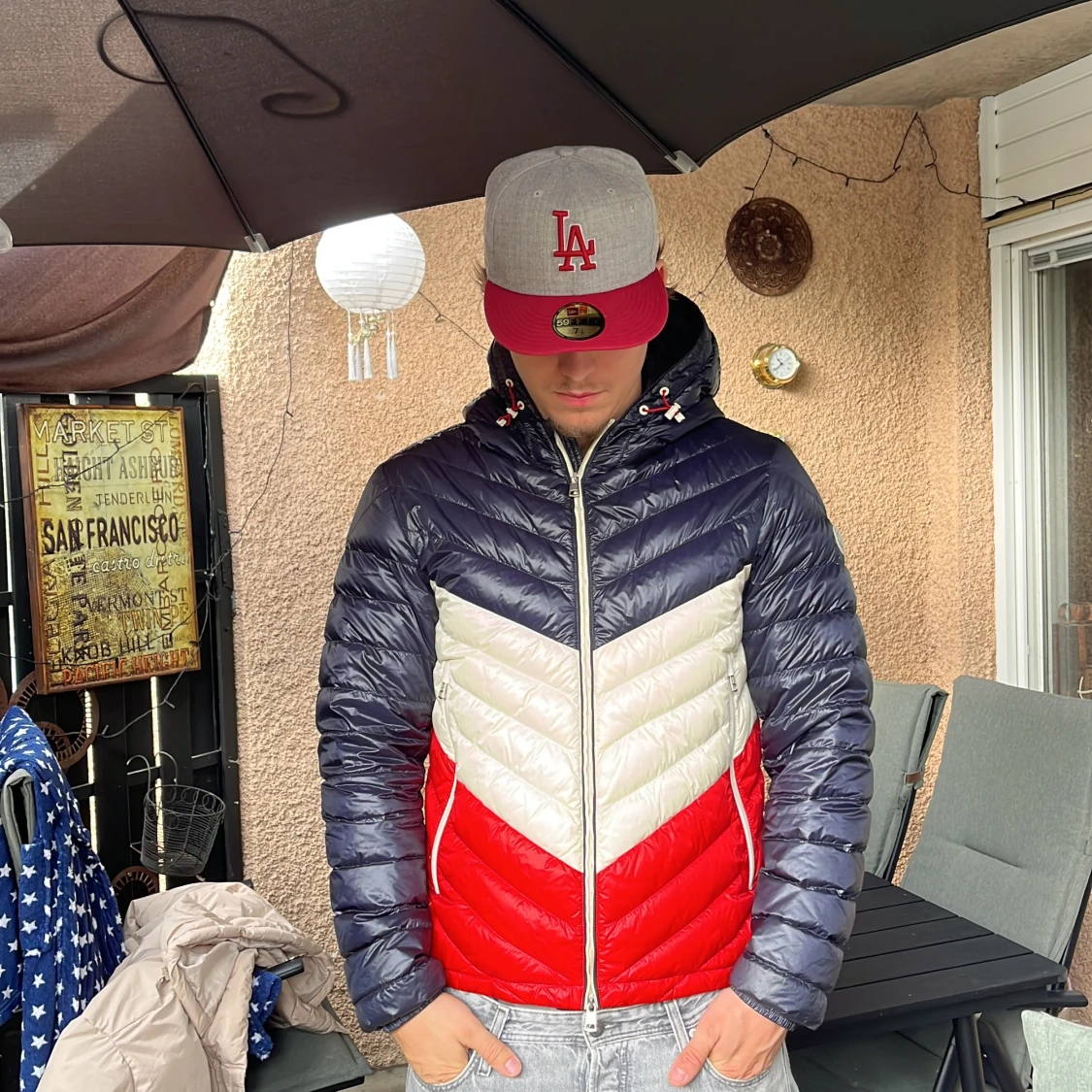 Moncler dunjacka med färgblock