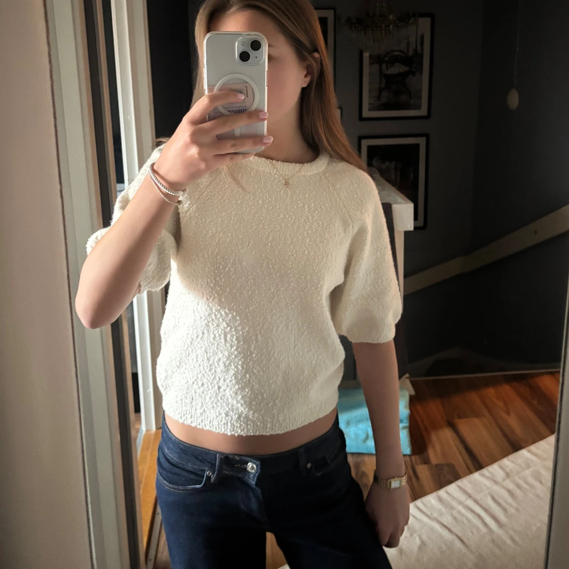 Vit stickad tröja från Lindex - 2