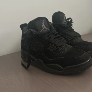 Jordan 4 Black Cats - Hej! Jag säljer ett par Jordan 4 Black Cat i storlek 41. Skorna är använda i mindre utsträckning men i fint skick utan större slitningar. Tveka inte att höra av dig om du har några frågor eller vill ha fler bilder.