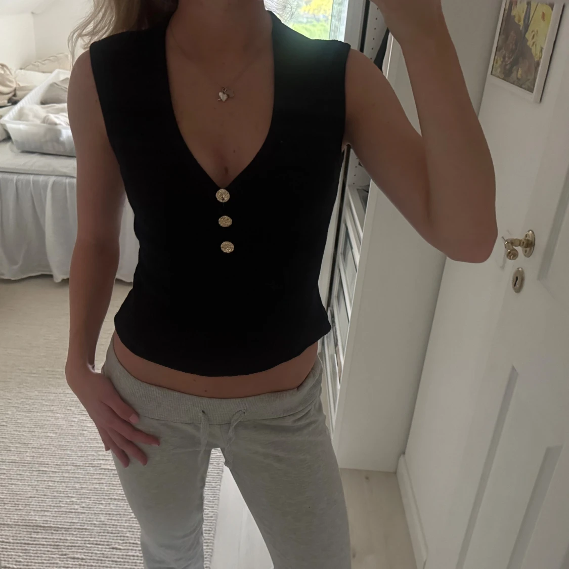 Svart ribbad  linnetopp H&M - 1