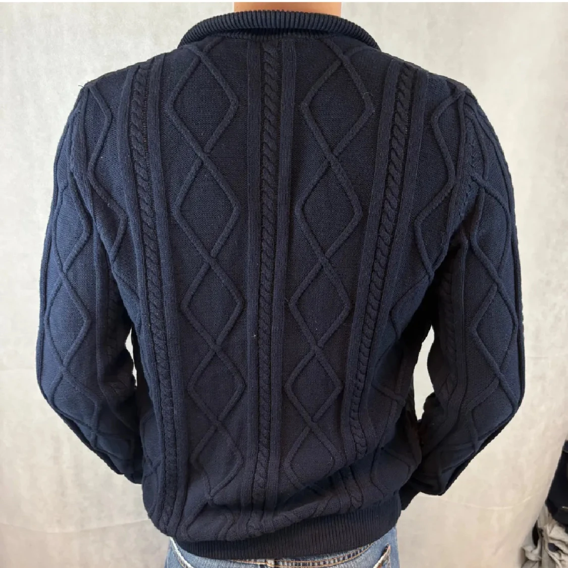 Mörkblå quiltad cardigan jacka Massimo Dutti - 1