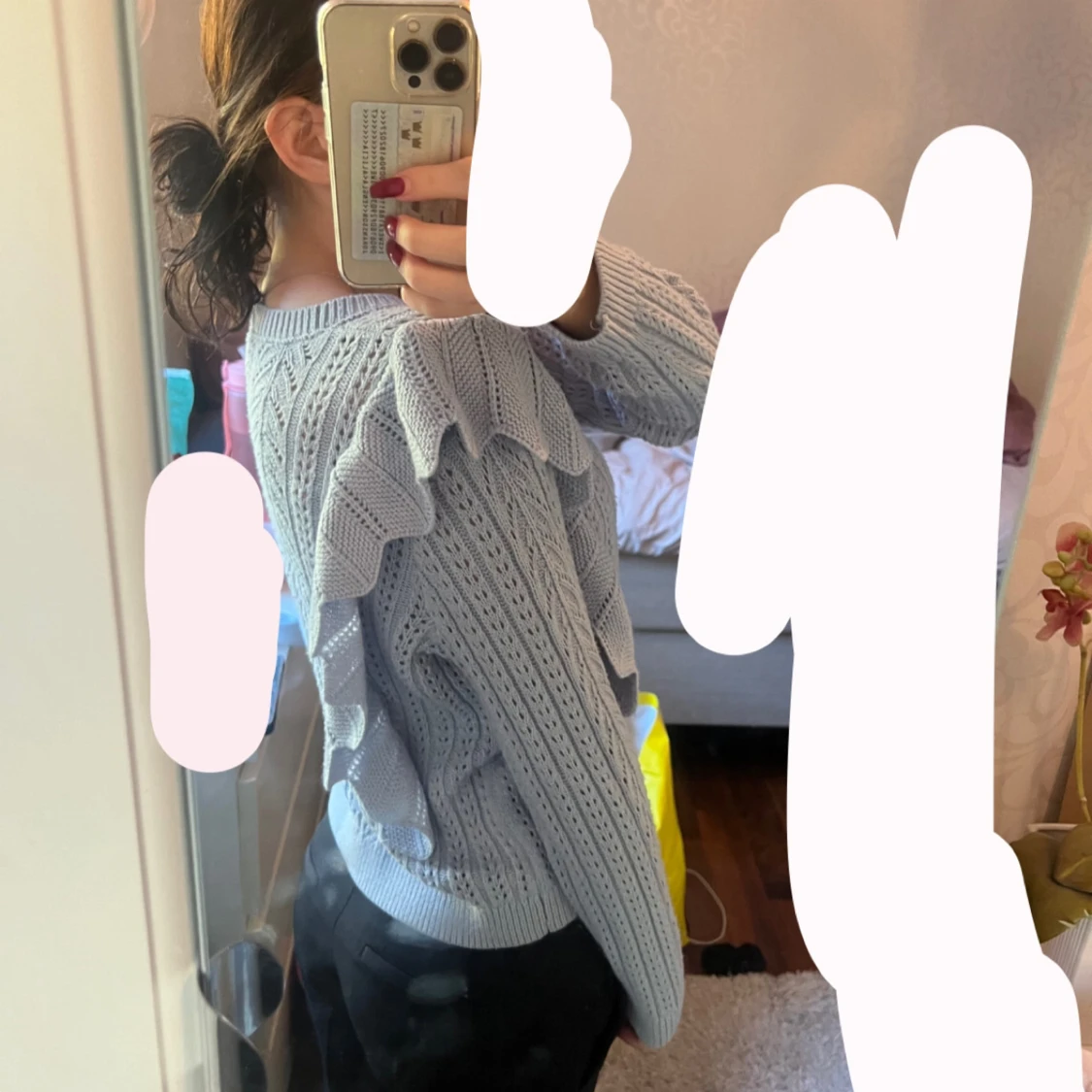 Ljusblå stickad tröja  - 1