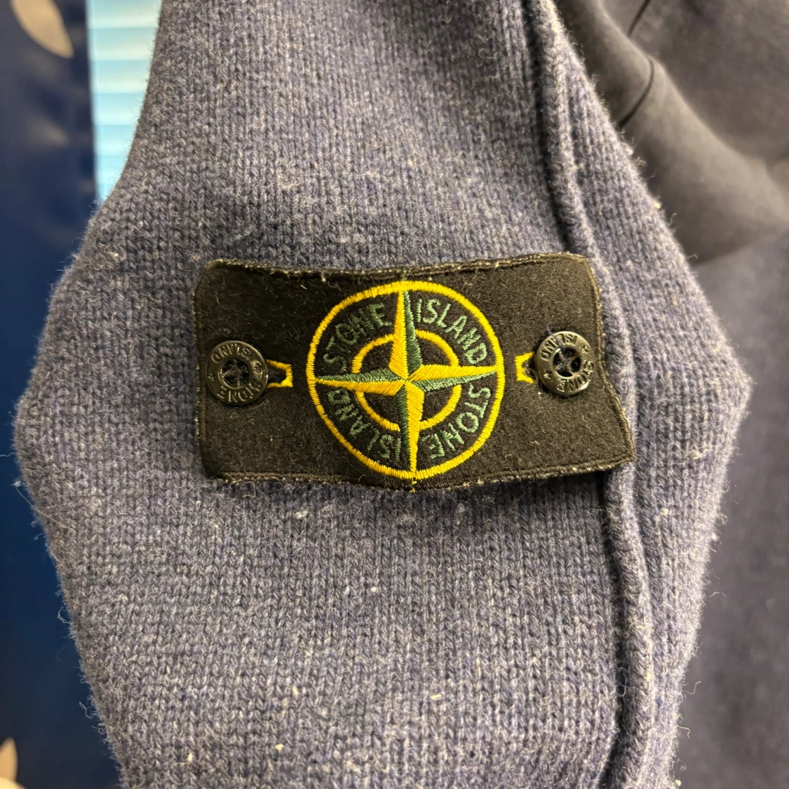 Mörkblå stickad Stone Island zipper - 2