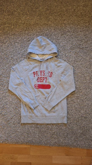 Grå Champion hoodie - Snygg skön grå hoodie från Champion med tryck på framsidan i storlek M, men skulle nog säga den sitter mer som S. Använd fåtal gånger och skicket är i princip som ny, inga defekter eller slitningar finns. Passar riktigt bra när du vill ha en lite mer lugnare dag. Skick: 9/10