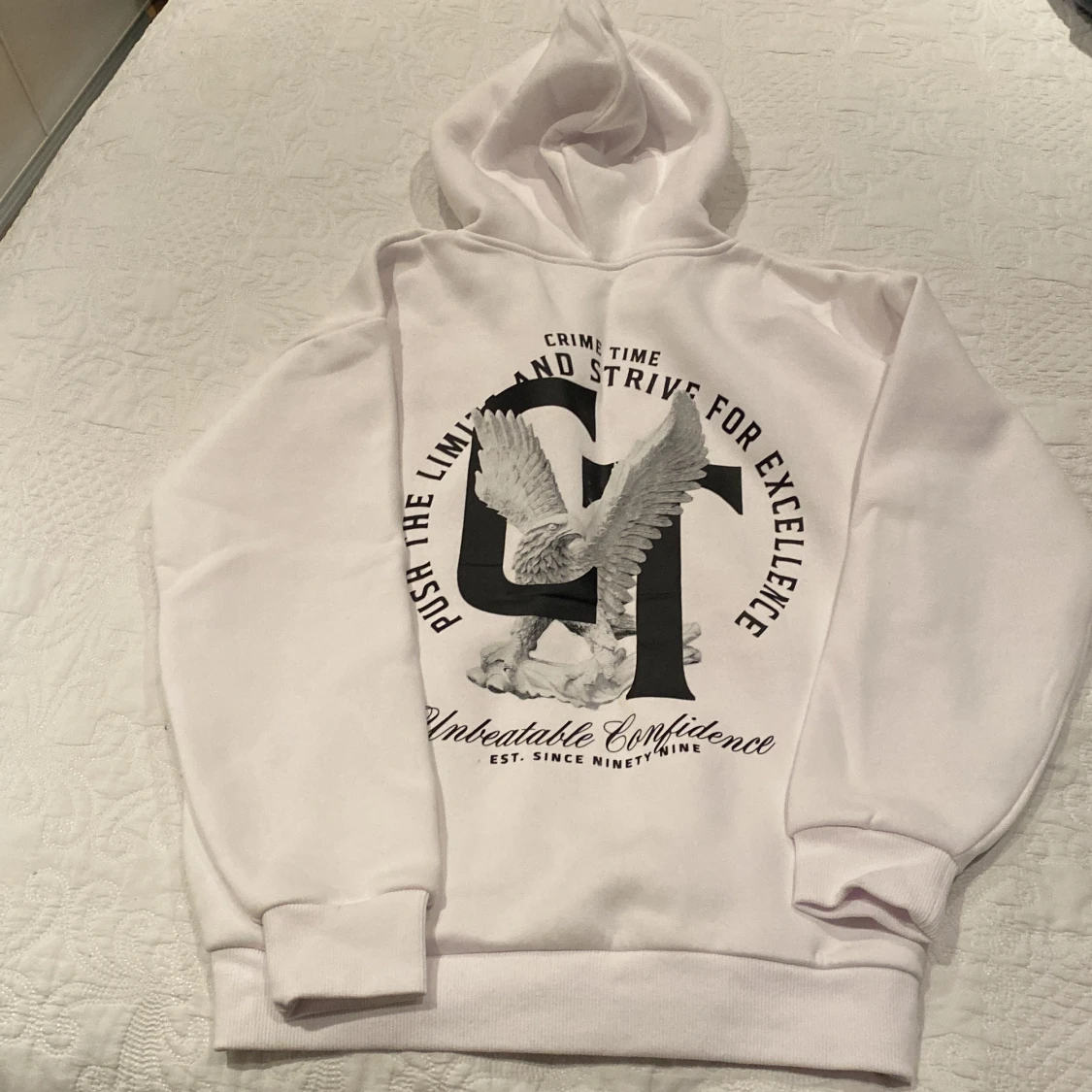 Vit hoodie med tryck från Smog XS - 1