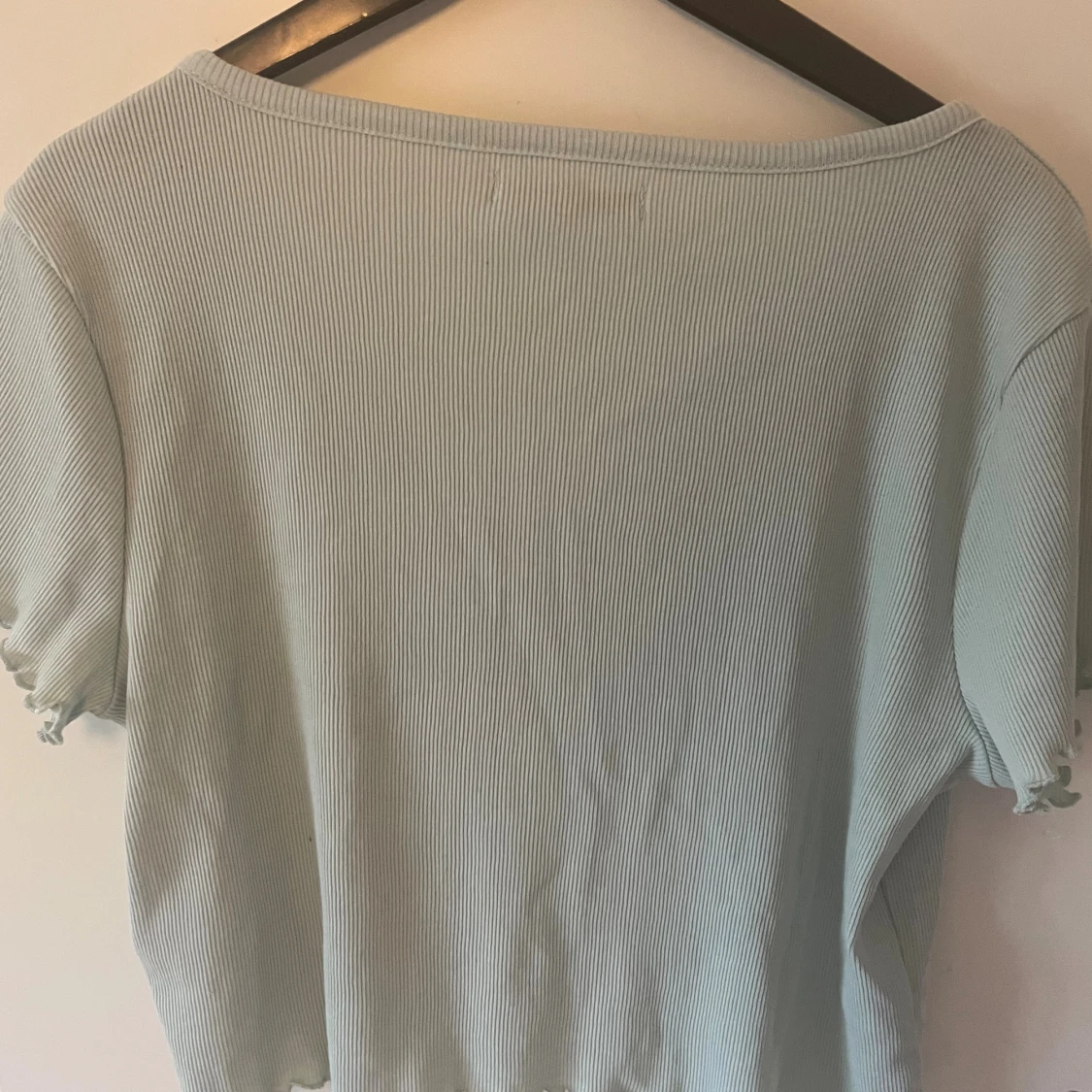 Ljusgrön ribbad croppad topp 157 - 1