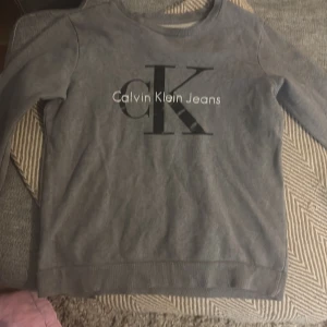 Grå sweatshirt från Calvin Klein Jeans - Snygg grå sweatshirt från Calvin Klein Jeans med stort CK-tryck på bröstet. Tröjan har rund hals och långa ärmar, tillverkad i mjuk bomullsmix med insida i fleece. Perfekt för chill dagar och enkel att matcha med jeans eller joggers.