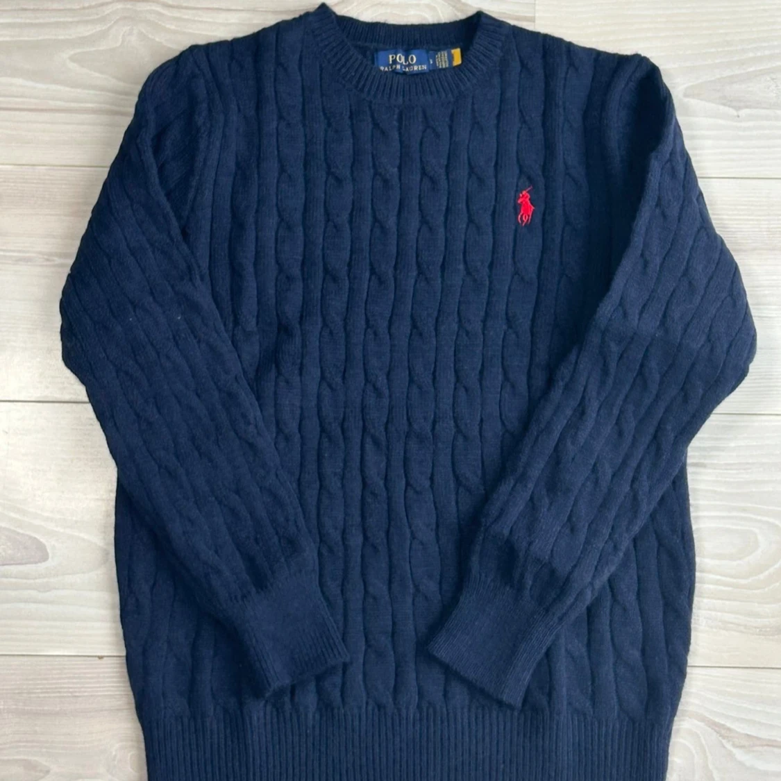 Mörkblå kabelstickad tröja Polo Ralph Lauren