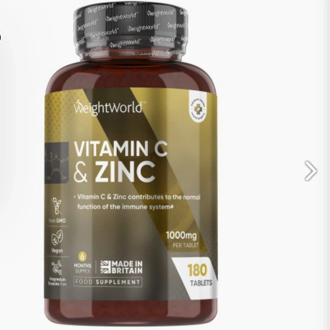 Vitamin C & Zinc 1000mg 180 Tablets