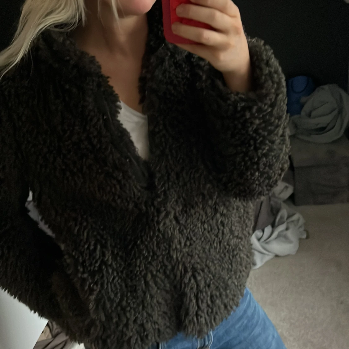 Mörkgrön teddyjacka  - 2