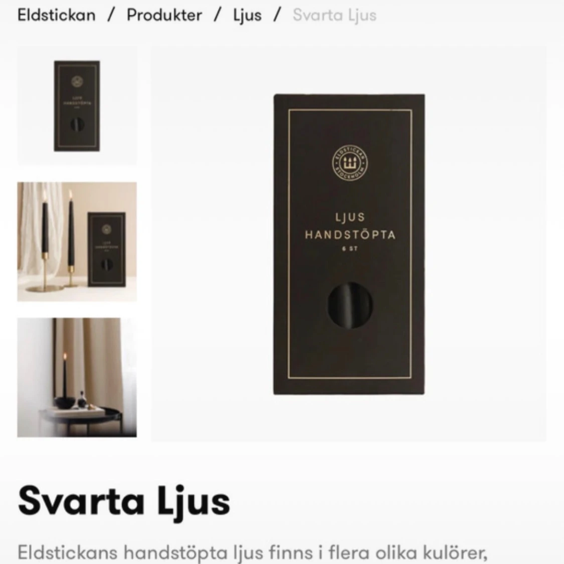 Ljus Handstöpta Svarta 6 st - 1