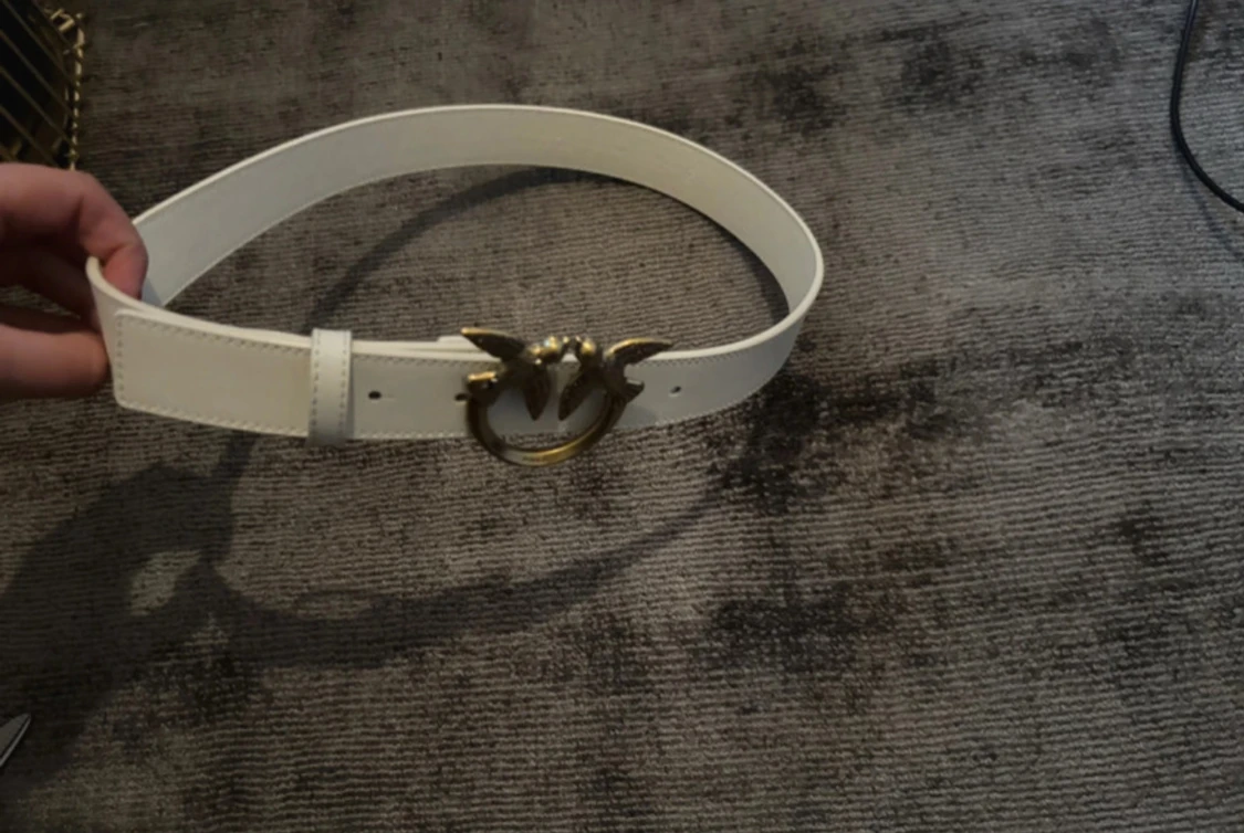 Vitt skärp/bälte från Pinko med fågelspänne - 4