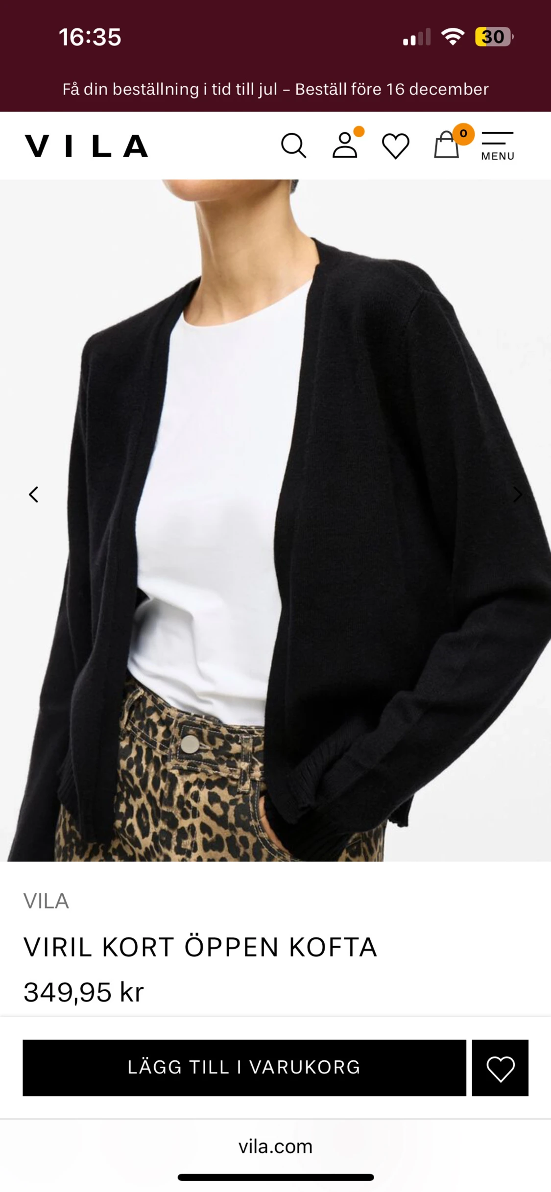 Svart öppen kofta från VILA