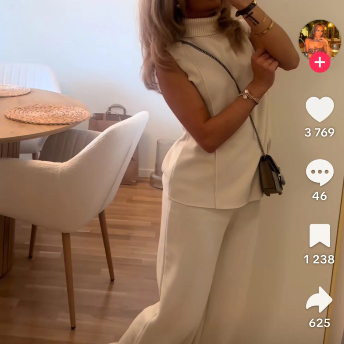 Beiga wide stickade byxor S - 2