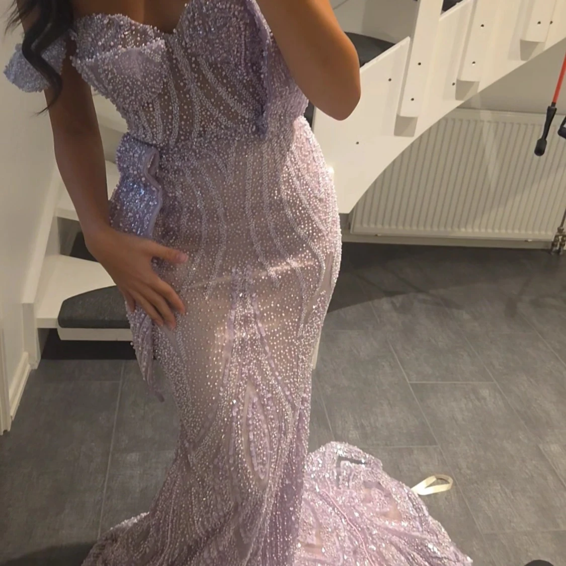Långklänning balklänning festklänning violett lila pärlor - 4