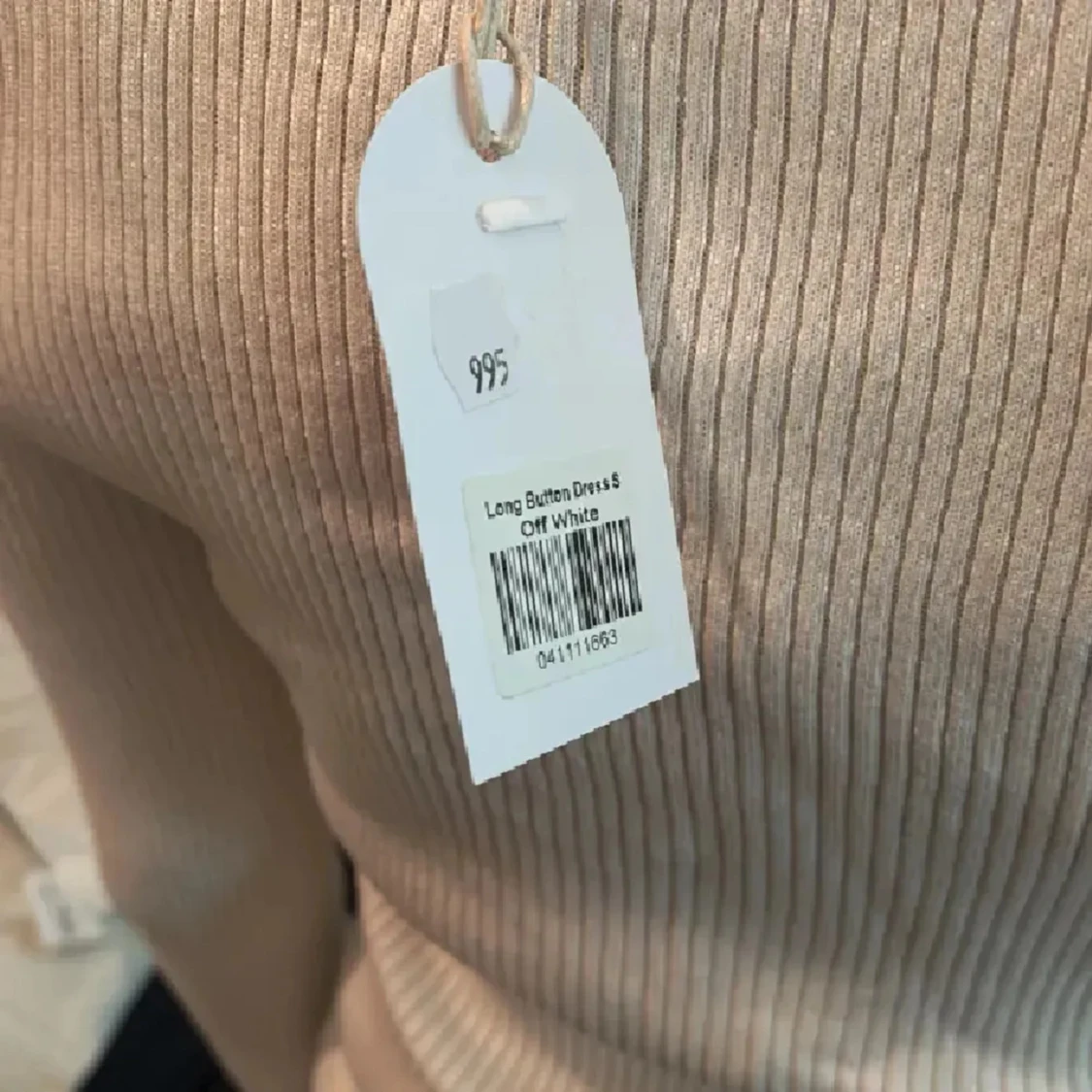 Vit ribbad långklänning med knappar - 2