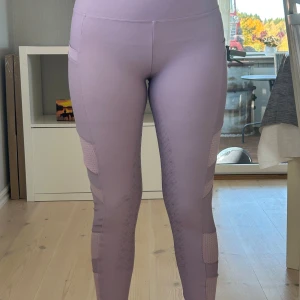 Ljuslila ridleggings från ZacZess S - Säljer ett par ljuslila ridleggings från ZacZess i storlek S men kännns som XS. De har hög midja och är helskodda för extra grepp. Använda fåtal gånger och enda skavanken är missfärgning av nyputsad sadel på baksida låren och på ena knät. 