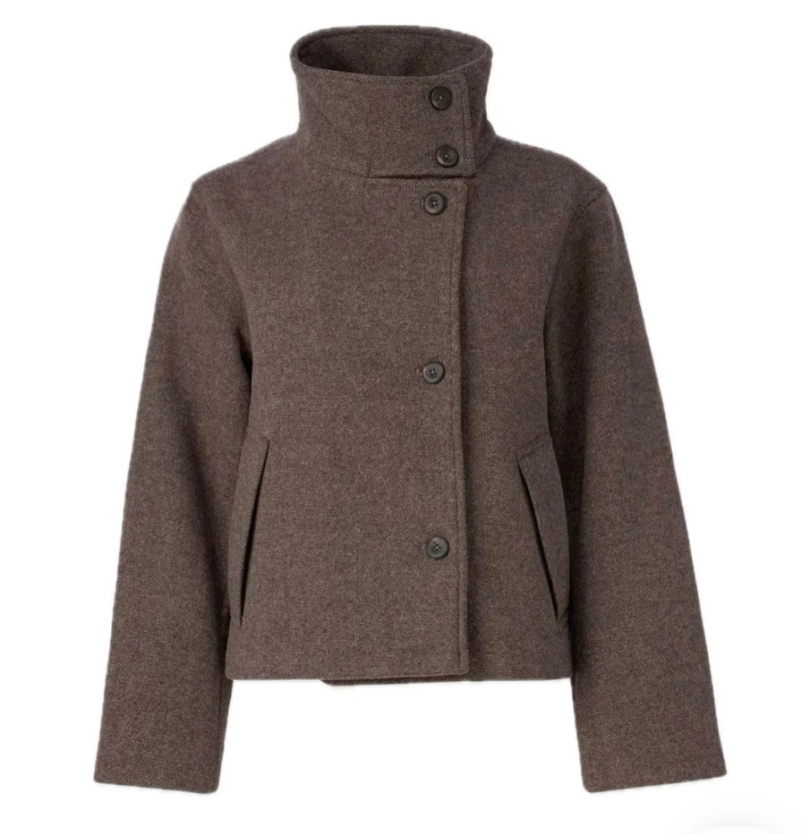 Brun kappa med hög krage från object - 1