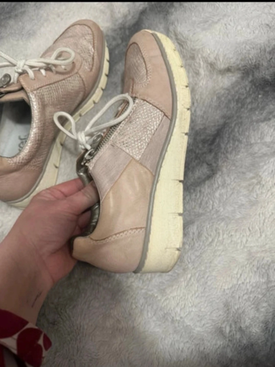 Rosa sneakers med dragkedja och snörning - 2