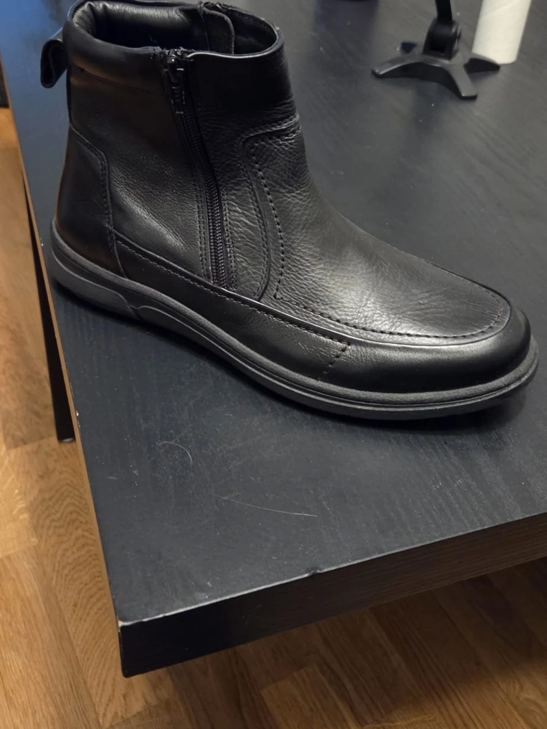 Svarta boots i skinn med dragkedja - 2