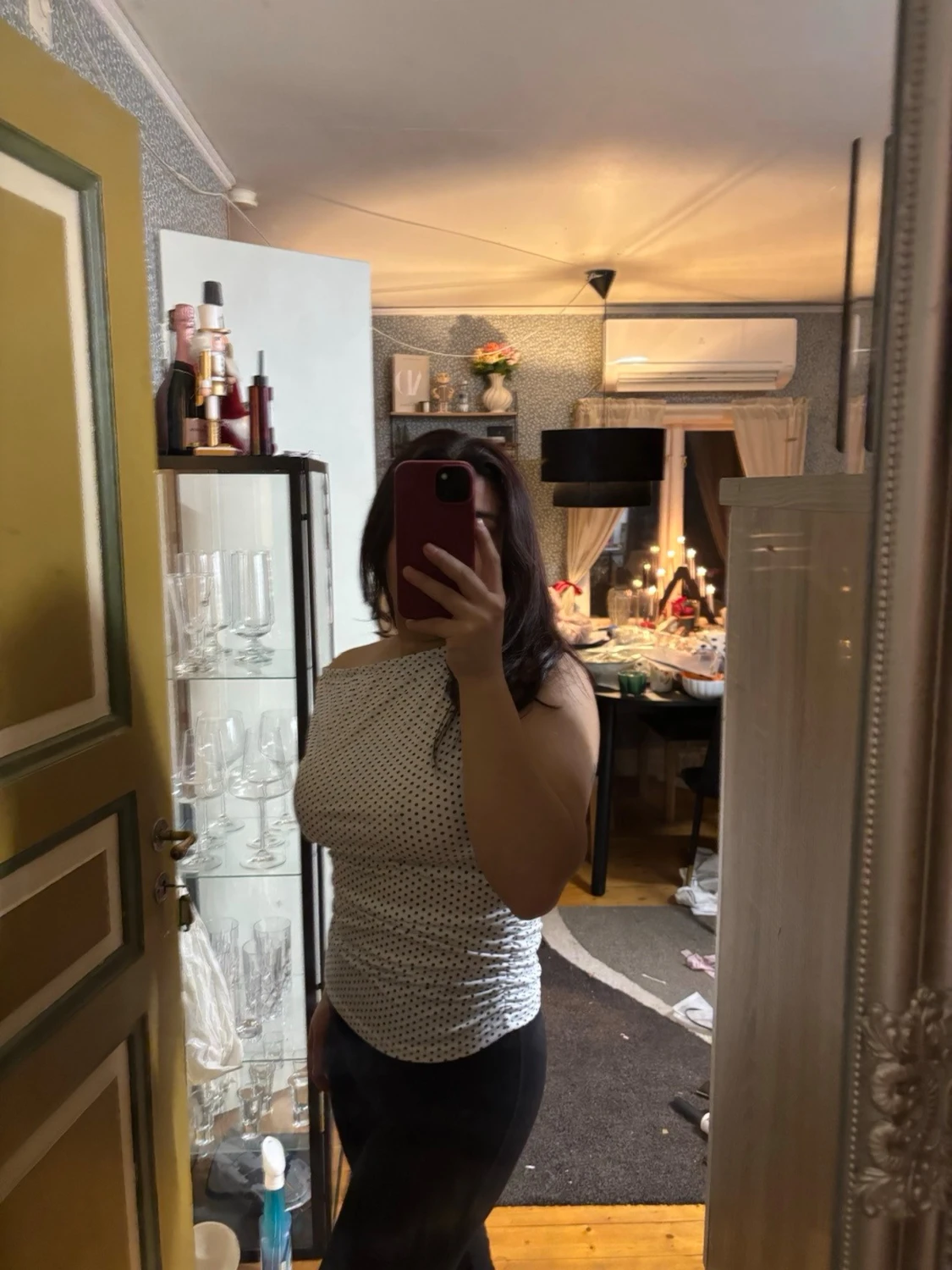 Vit prickig offshoulder topp - 2