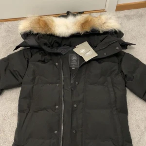 Canada Goose jacka  - Säljer en svart dunjacka från Canada Goose med fluffig äkta päls på huvan. Jackan har quiltad design, dragkedja och knappar framtill samt stor huva. Perfekt för kalla vinterdagar och levereras med originalpåse.