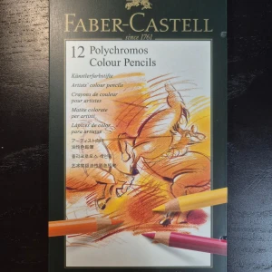Faber-Castell Polychromos Colour Pencils 12-pack - Professionellt set med 12 Polychromos färgpennor från Faber-Castell. Pennorna är i nyskick och levereras i original metallask. Perfekt för konstnärer och hobbybruk, med hög pigmentering och mjuk applicering. Inga synliga defekter eller slitage.