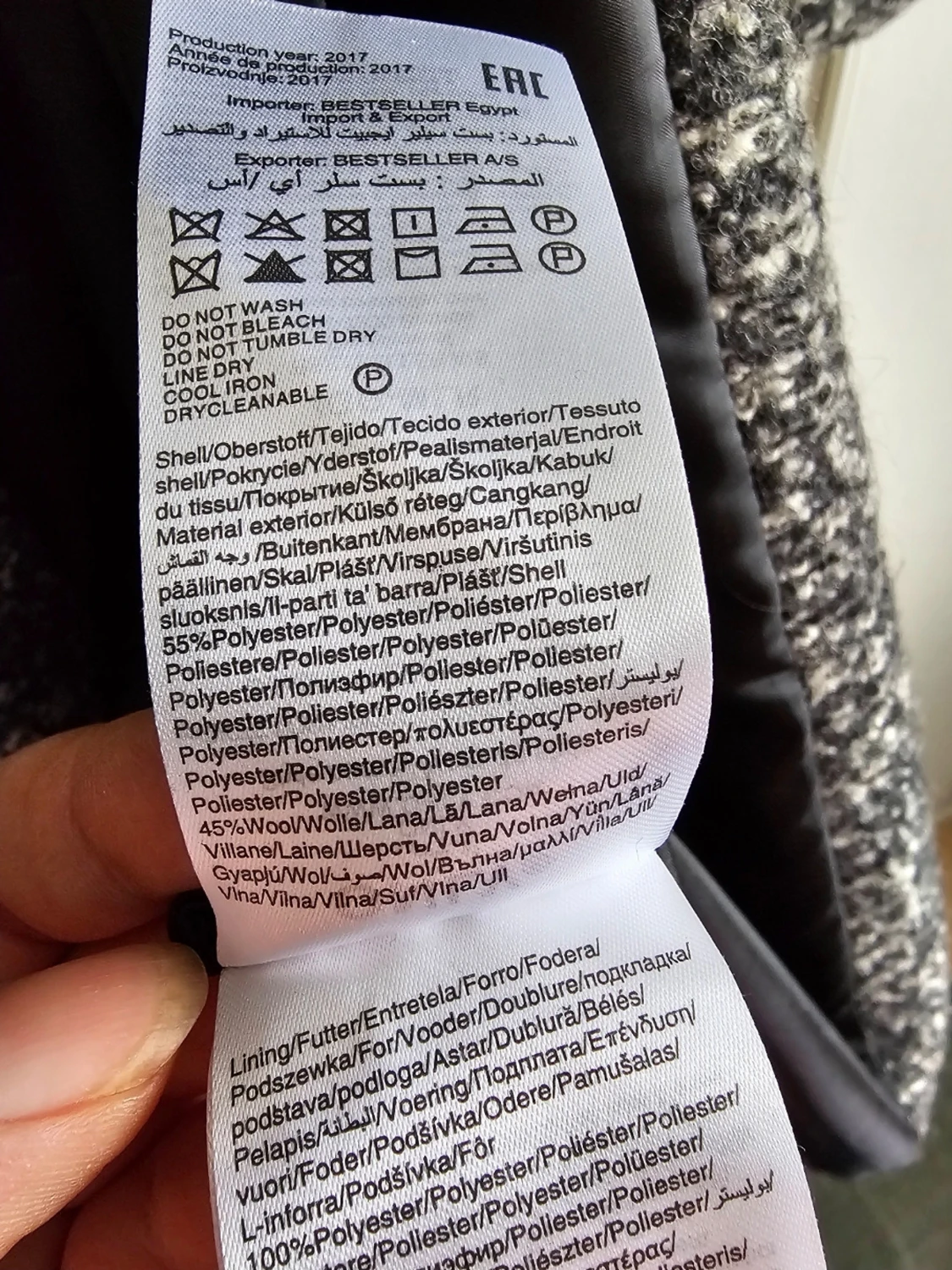 Gråmelerad kappa från ONLY med bälte - 3