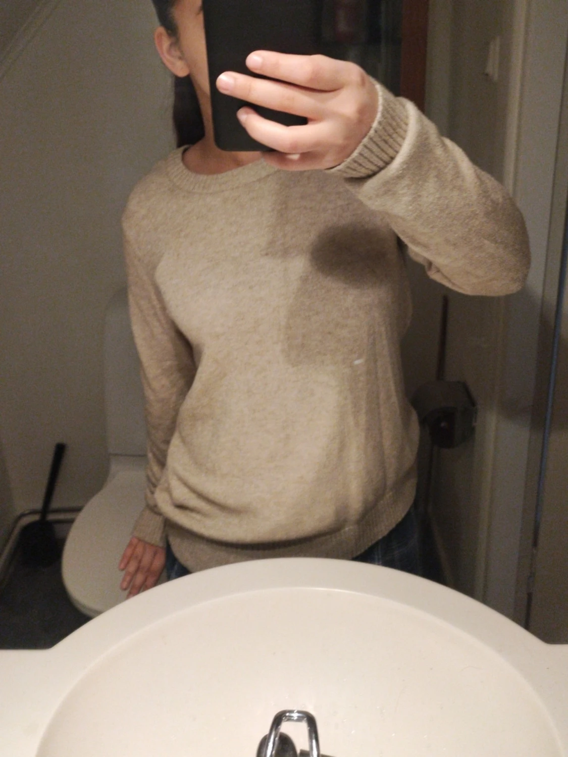 Beige stickad tröja i basic stil