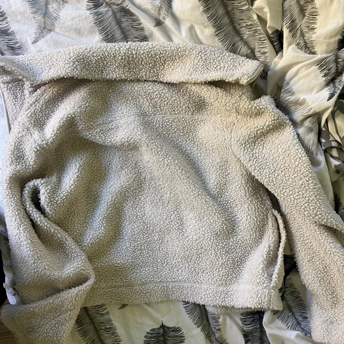 Beige teddyjacka med dragkedja - 4