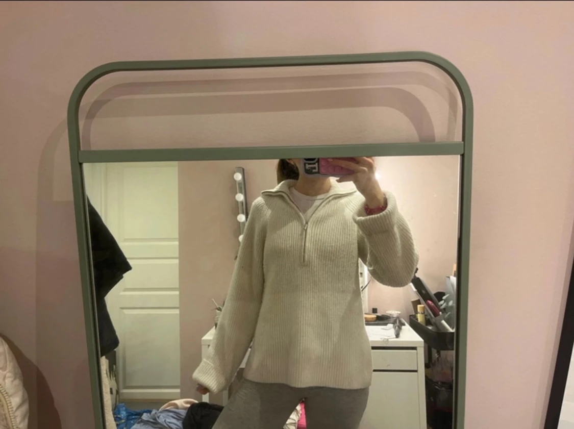 Vit stickad half zip tröja H&M - 1