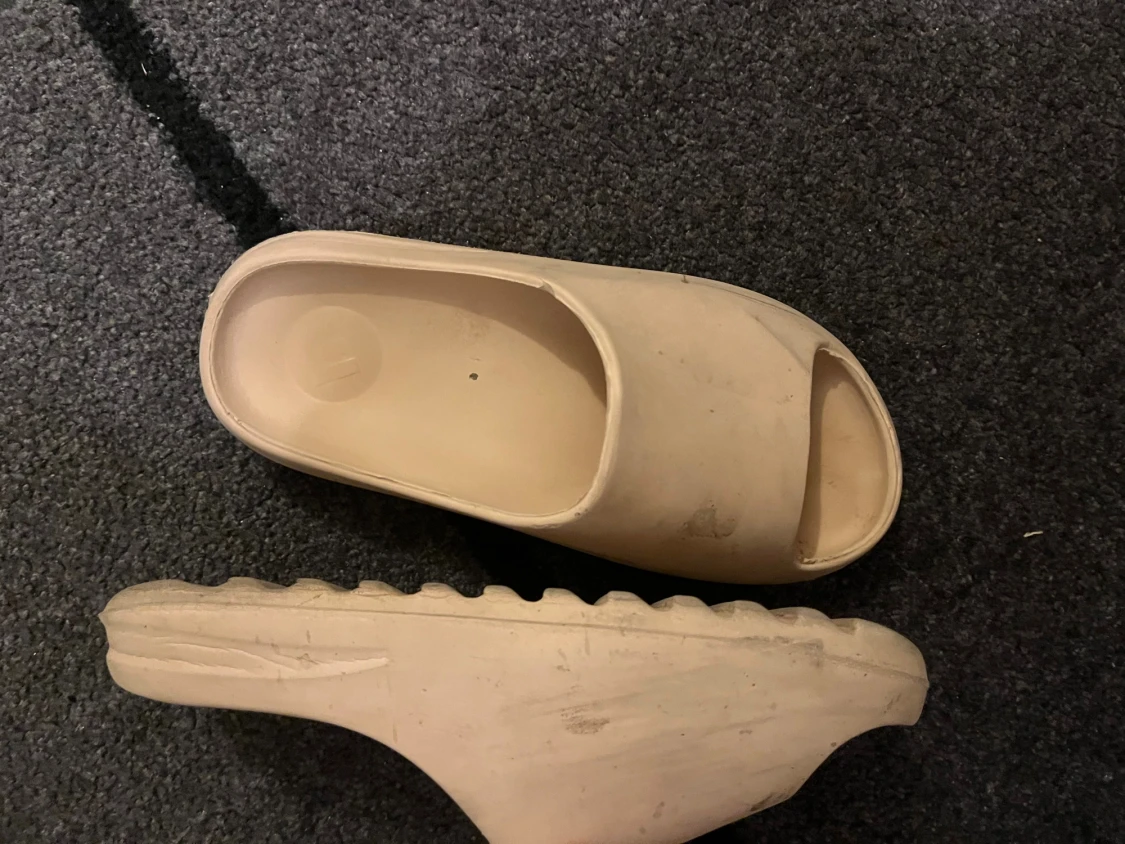 Beige slides med räfflad sula - 2