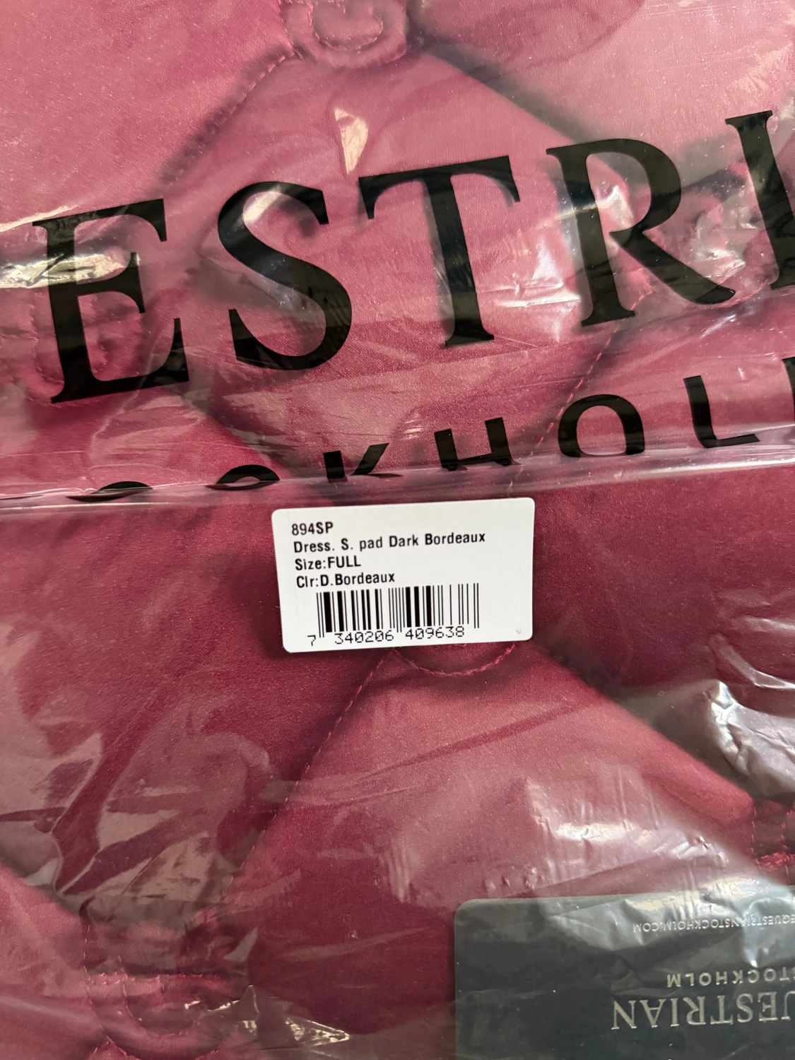 Equestrian Stockholm Dressage Saddle Pad & Ear Net Dark Bordeaux FULL - 1