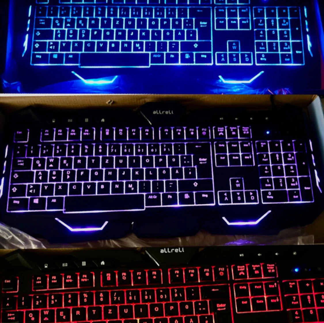 aLLreLi tyskt Backlit Gaming Keyboard