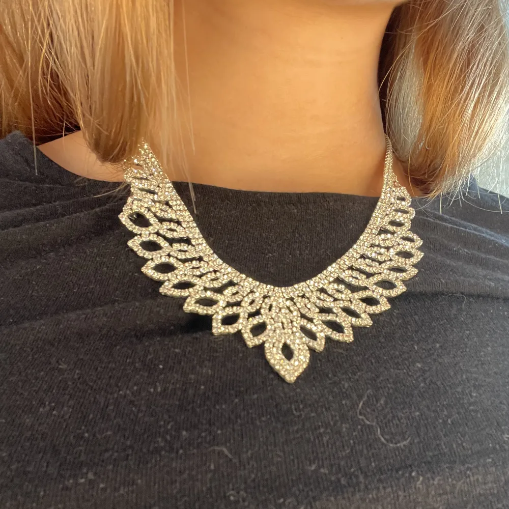 Super fint halsband som glittrar av silver och ”diamanter”. Använd endast en gång, på min födelsedag. Ny pris 300💕. Accessoarer.