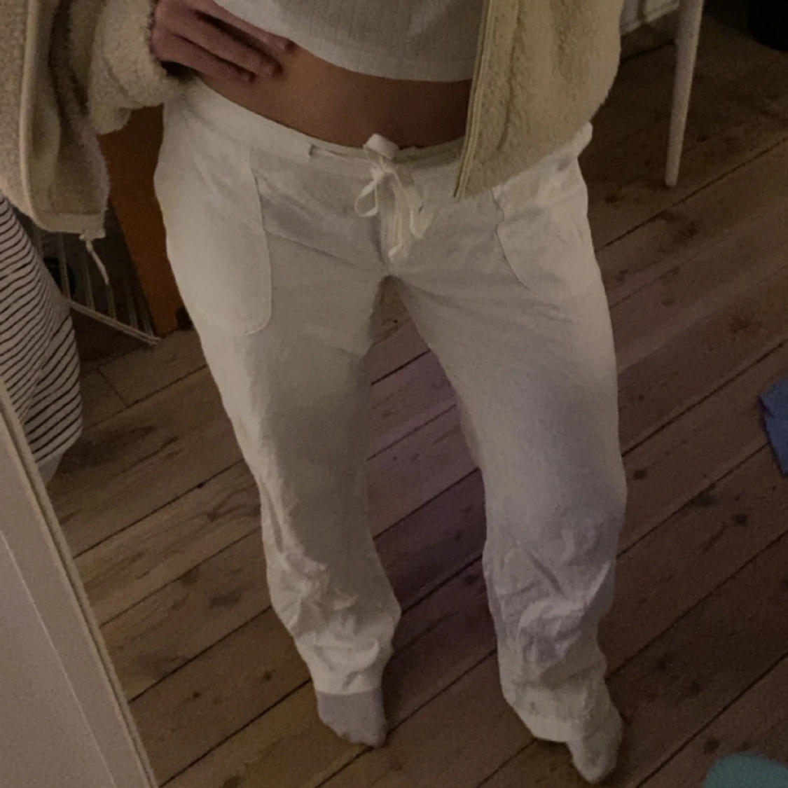 Vita linnebyxor  - 90