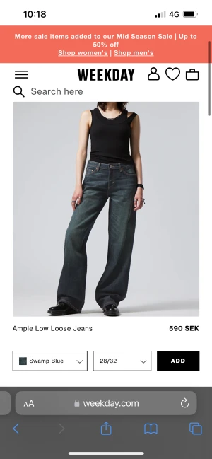 Weekday ample jeans - Ett par weekday ample jeans i färgen swampblue. Var tyvärr för små för mig (28/32). Oanvända men lappen är gone👏🏻